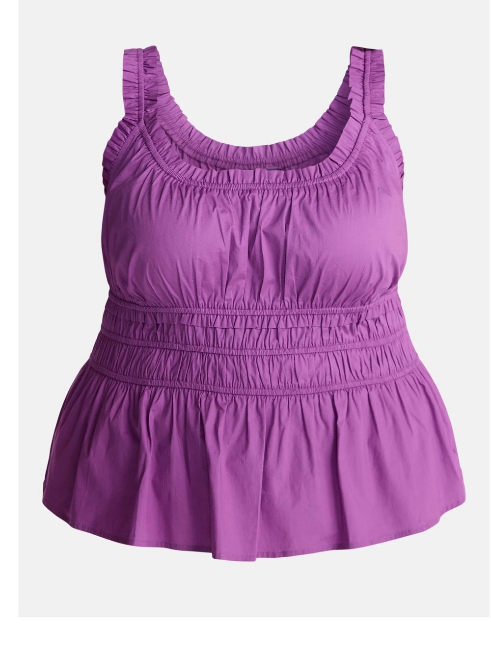 Cotton Purple Smocked Peplum Tank Top 4X (28/30 W)